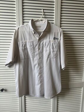 Columbia PFG Men's Short-Sleeve Button-Down Shirt in White